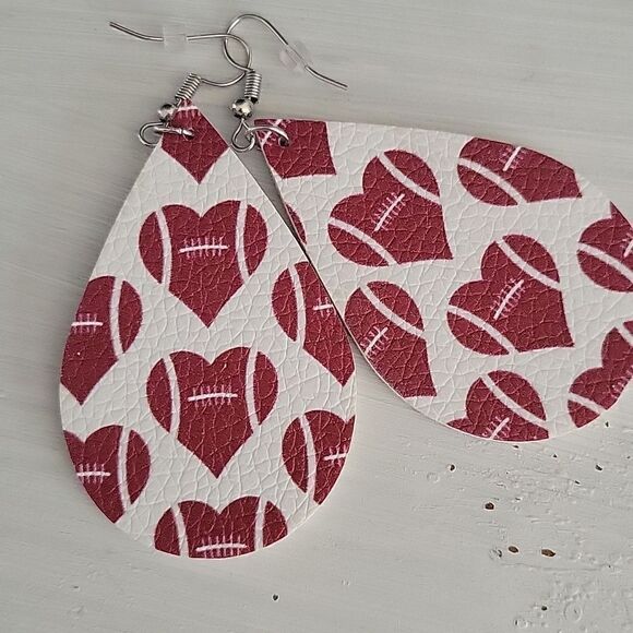 Football NFL faux leather double sided dangle earrings NWOT - Picture 4 of 5